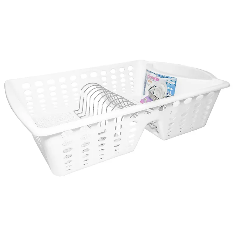 ESCORREDOR SECADOR DE PRATOS DE PLASTICO LUXURY BRANCO 53,5X36X12CM