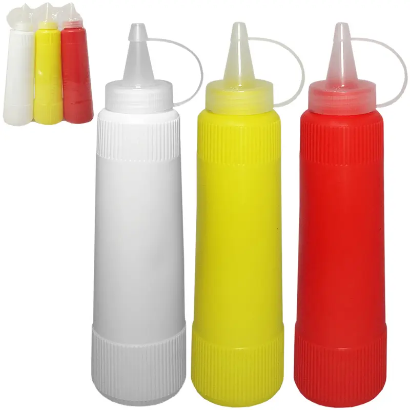 BISNAGA DE PLASTICO PARA MAIONESE / MOSTARDA E KETCHUP COM 3 PECAS 400ML