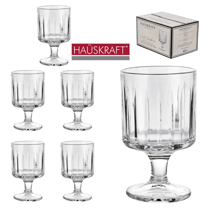 JOGO DE TACA DE VIDRO PARA AGUA / VINHO LINHA DRINKWARE MELINA HAUSKRAFT PREMIUM COM 6 PECAS 215ML
