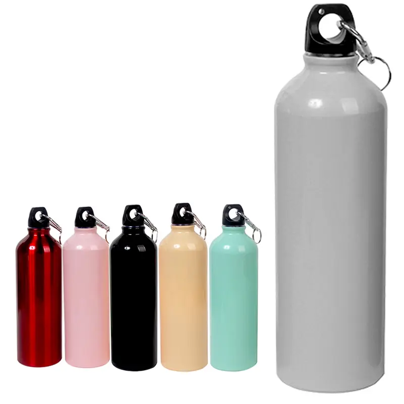 GARRAFA SQUEEZE DE ALUMINIO LISA COLORS COM TAMPA + MOSQUETAO 1L