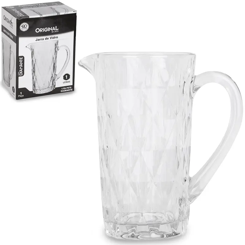 JARRA DE VIDRO DIAMANTE 1L