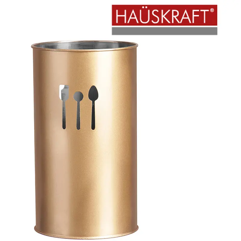 PORTA TALHER / ESCORREDOR DE TALHER DE INOX REDONDO VIENA DOURADO HAUSKRAFT 18X10CM DE Ø