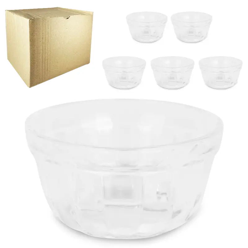 JOGO DE TIGELA DE VIDRO REDONDA PARA SOBREMESA JADE COM 6 PECAS 460ML 12CM DE Ø