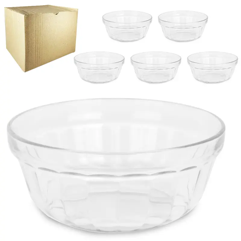 JOGO DE TIGELA DE VIDRO REDONDA JADE COM 6 PECAS 750ML 15CM DE Ø