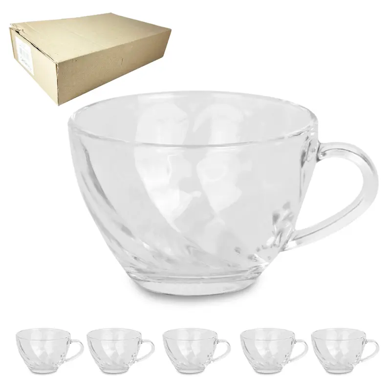 JOGO DE CANECA XICARA DE VIDRO PARA CHA RUBI COM 6 PECAS 230ML