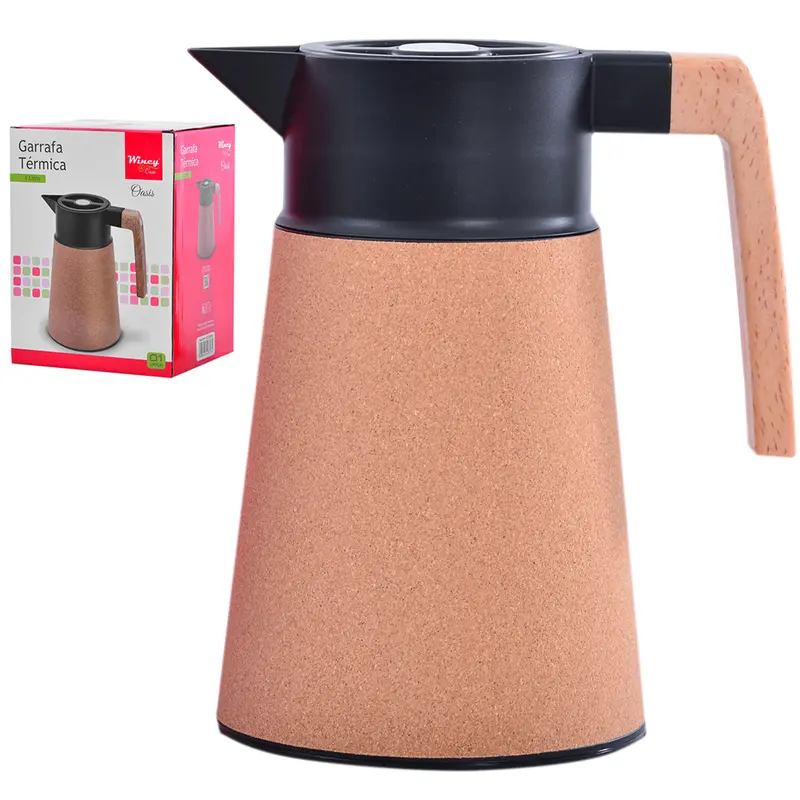 GARRAFA TERMICA COM AMPOLA DE VIDRO CORTICA OASIS 1L