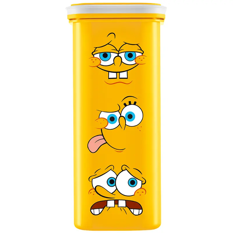 ORGANIZADOR DE PLASTICO QUADRADO AMARELO BOB ESPONJA COM TAMPA 1000ML