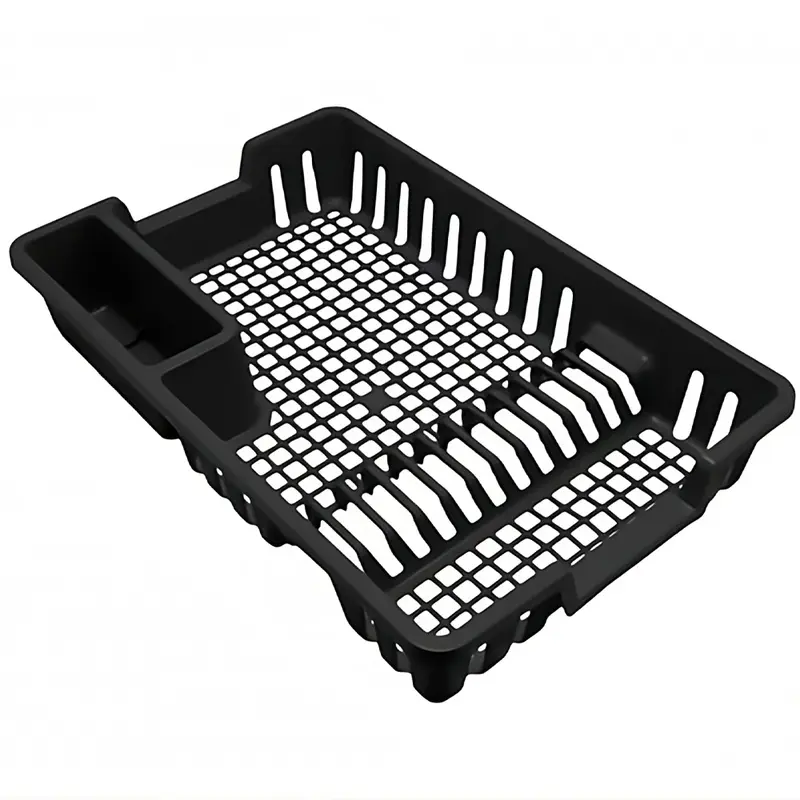 ESCORREDOR SECADOR DE PRATOS / TALHER DE PLASTICO PRETO 44X29X8CM