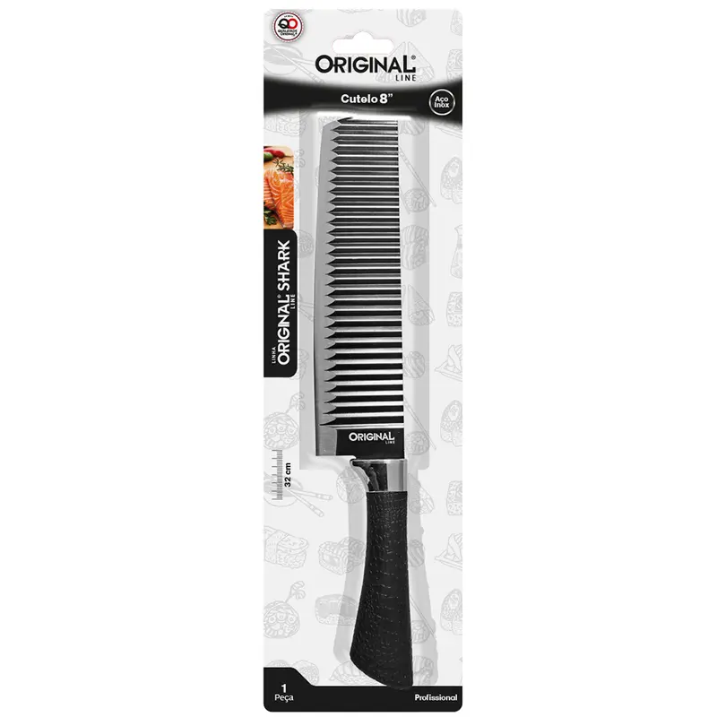 CUTELO DE INOX 8'' CABO PLASTICO TUBARAO ( SHARK )