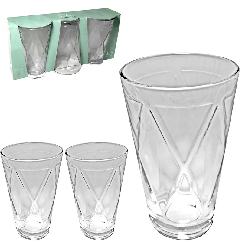 JOGO DE COPO DE VIDRO AMERICA 3D COM 3 PECAS 300ML