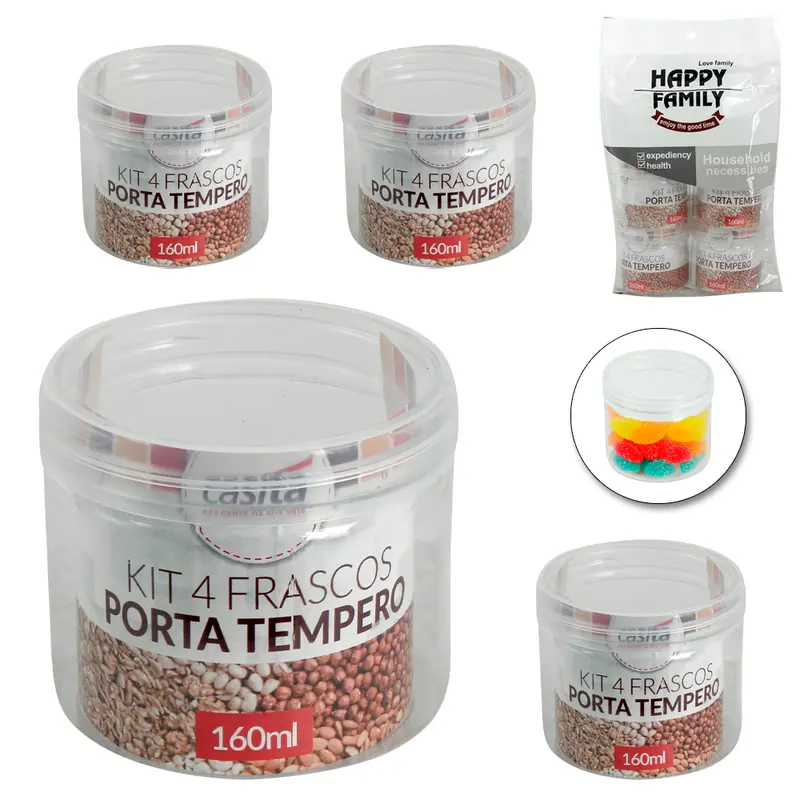 PORTA CONDIMENTO DE PLASTICO COM 4 PECAS 160ML