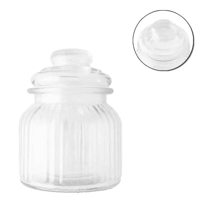 POTE DE VIDRO REDONDO COM TAMPA HERMETICA DE VIDRO FLUX 650ML