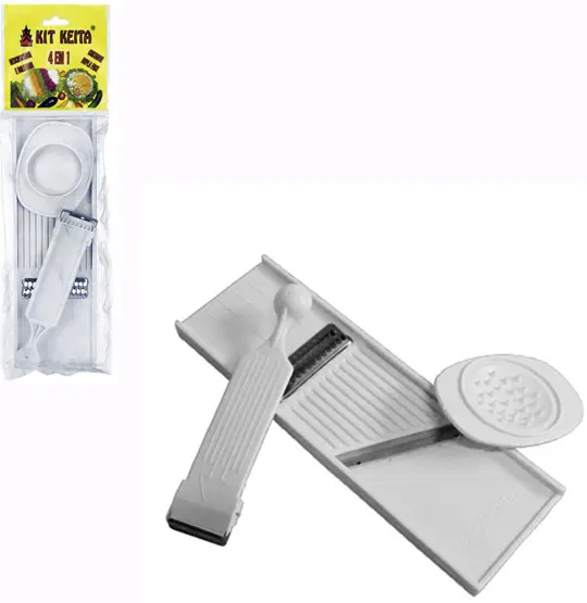 CORTADOR FATIADOR E RALADOR COM BOLEADOR DE LEGUMES DE METAL / PLASTICO 4 EM 1