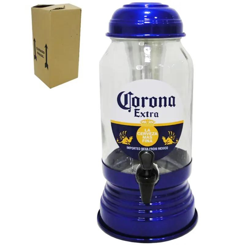 CERVEJEIRA / CHOPEIRA DE VIDRO COM BASE E TAMPA DE ALUMINIO CORONA EXTRA 2,6L NA CAIXA