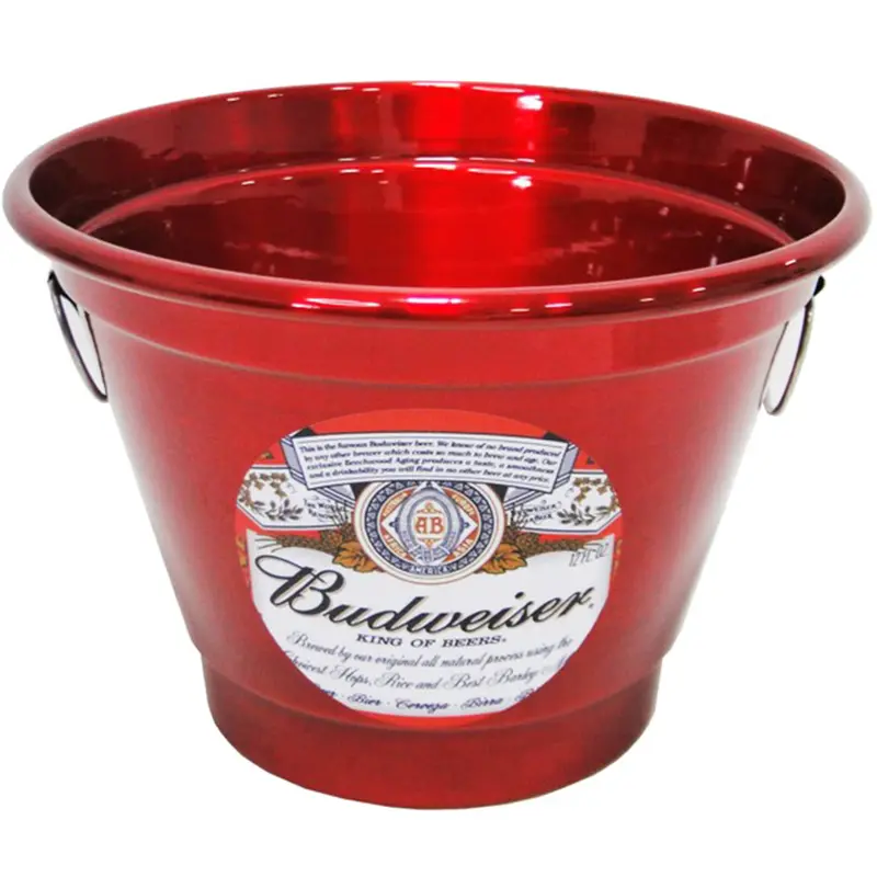 BALDE DE GELO DE ALUMINIO REDONDO COM ALCA BUDWEISER 6 L 19,5X27CMØ
