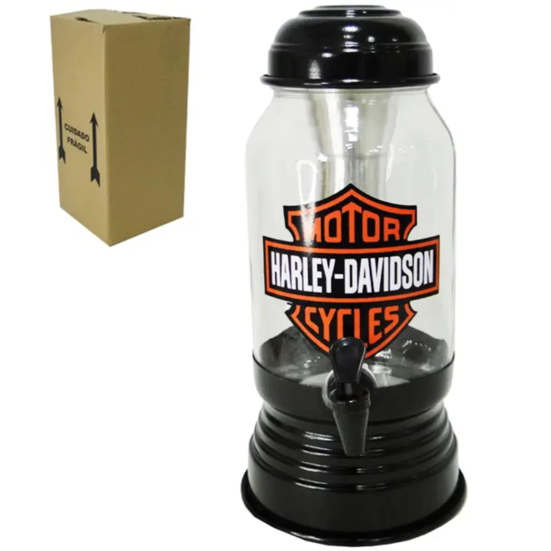 CERVEJEIRA / CHOPEIRA DE VIDRO COM BASE E TAMPA DE ALUMINIO HARLEY DAVIDSON 2,6 L CAIXA