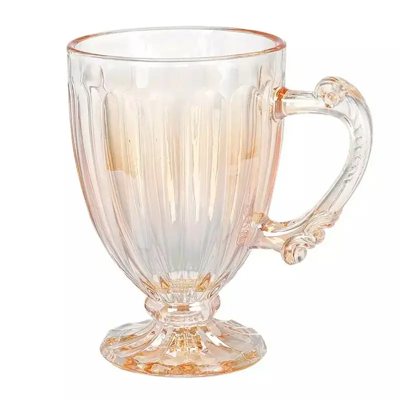 CANECA XICARA DE VIDRO CRISTAL PARA CAFE / CAPPUCCINO NOUVEAU AMBAR 190ML