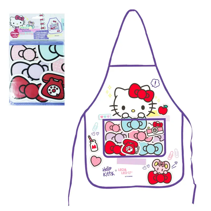 AVENTAL DE POLIESTER INFANTIL COM BOLSO HELLO KITTY 50X39,5CM