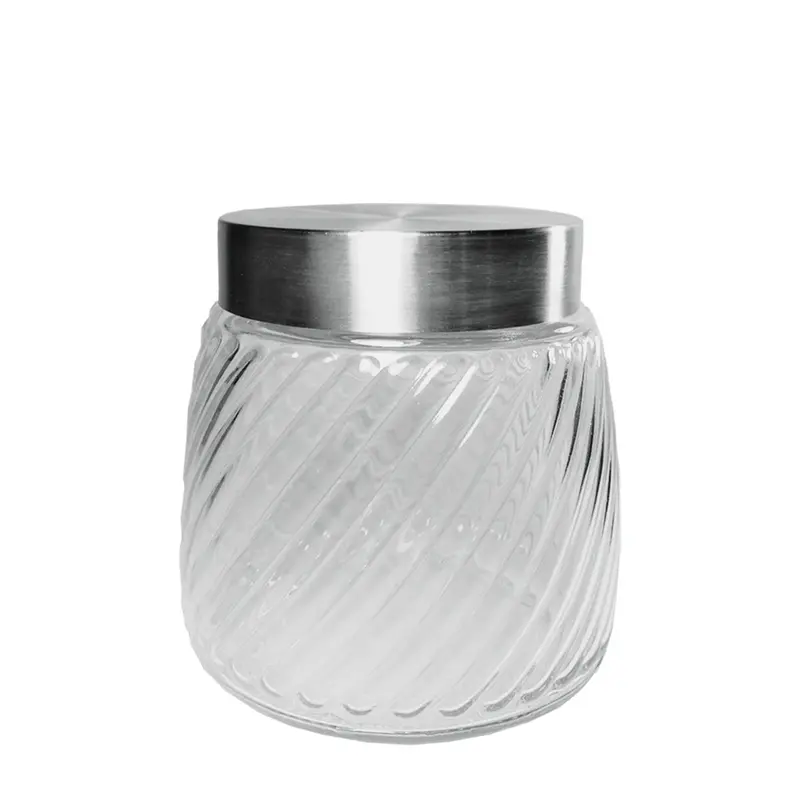 POTE DE VIDRO REDONDO COM TAMPA DE METAL 800ML