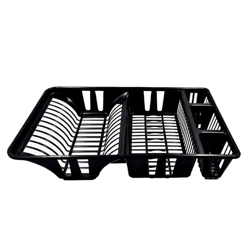 ESCORREDOR SECADOR DE PRATOS / TALHER DE PLASTICO PRETO 46X31X8,5CM