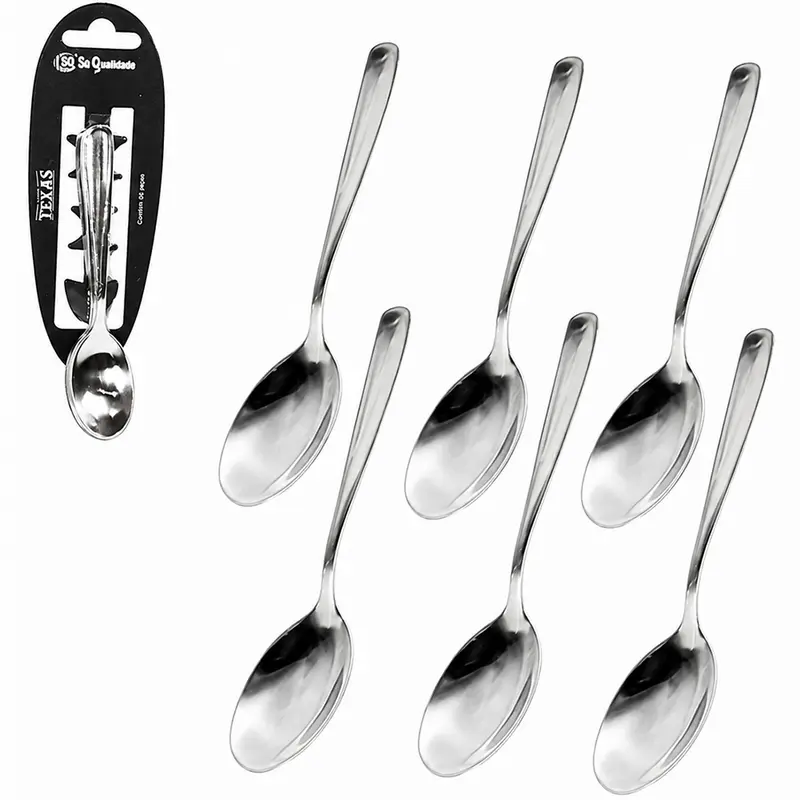 COLHER DE CHA DE INOX COM 6 PECAS 13,8CM TEXAS