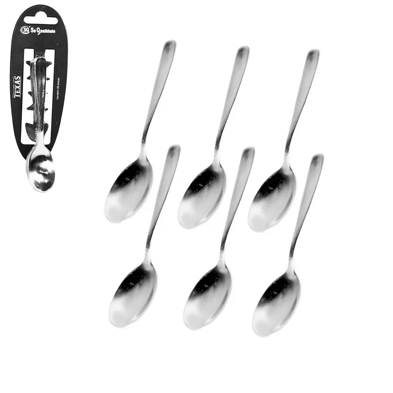 COLHER DE CAFE DE INOX COM 6 PECAS 11CM TEXAS