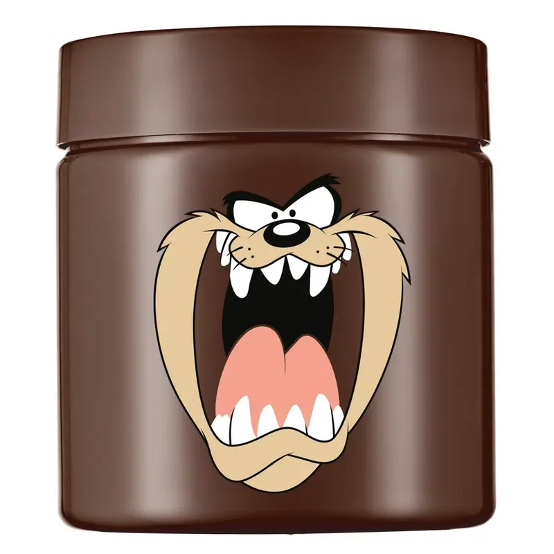 ORGANIZADOR DE PLASTICO REDONDO MARROM TAZ MANIA COM TAMPA DE ROSCA 550ML