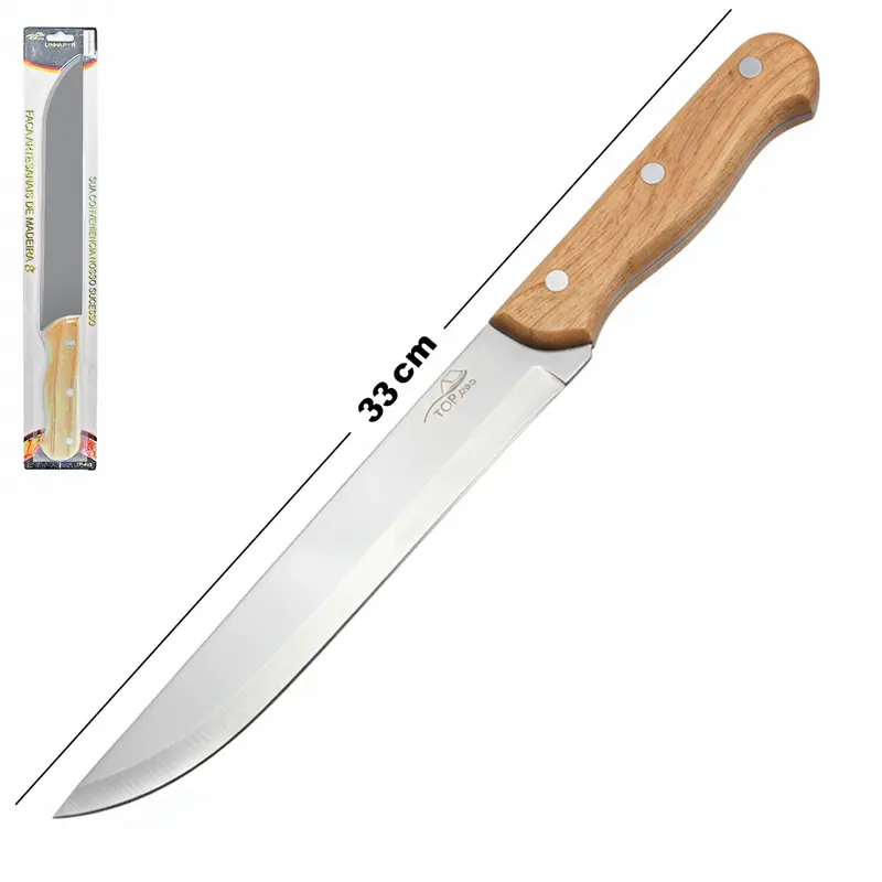 FACA DE CARNE / PEIXEIRA DE INOX 8'' CABO MADEIRA TOP CASA