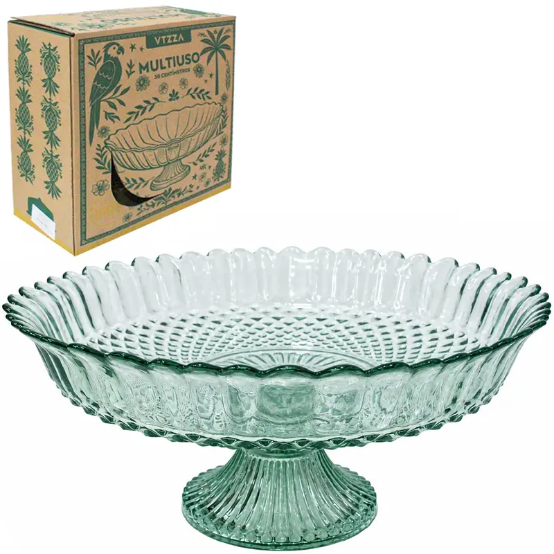 CENTRO DE MESA DE VIDRO REDONDO COM PE DIAZAO DE /PARA 13,5X30CM DE Ø