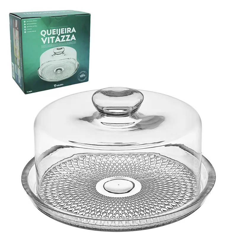 QUEIJEIRA DE VIDRO COM TAMPA 13X22CM DE Ø
