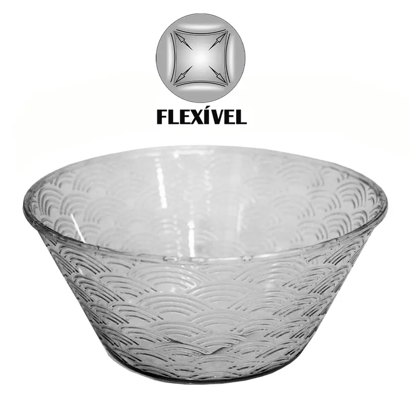 TIGELA SALADEIRA REDONDA CONICA DE PLASTICO PET FLEXIVEL 10X22CM DE Ø