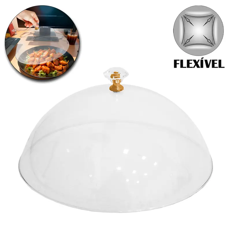 TAMPA / PROTETORA PARA ALIMENTOS COM POMEL DE PLASTICO PET FLEXIVEL 23,5CM DE Ø
