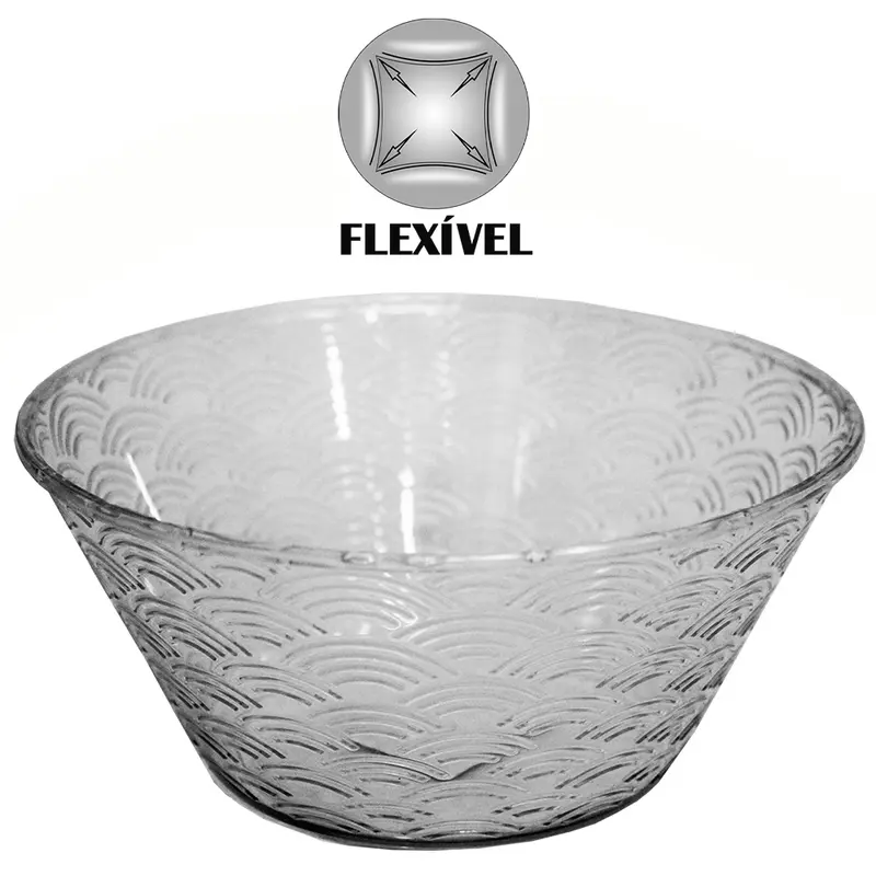 TIGELA SALADEIRA REDONDA CONICA DE PLASTICO PET FLEXIVEL 11X26CM DE Ø
