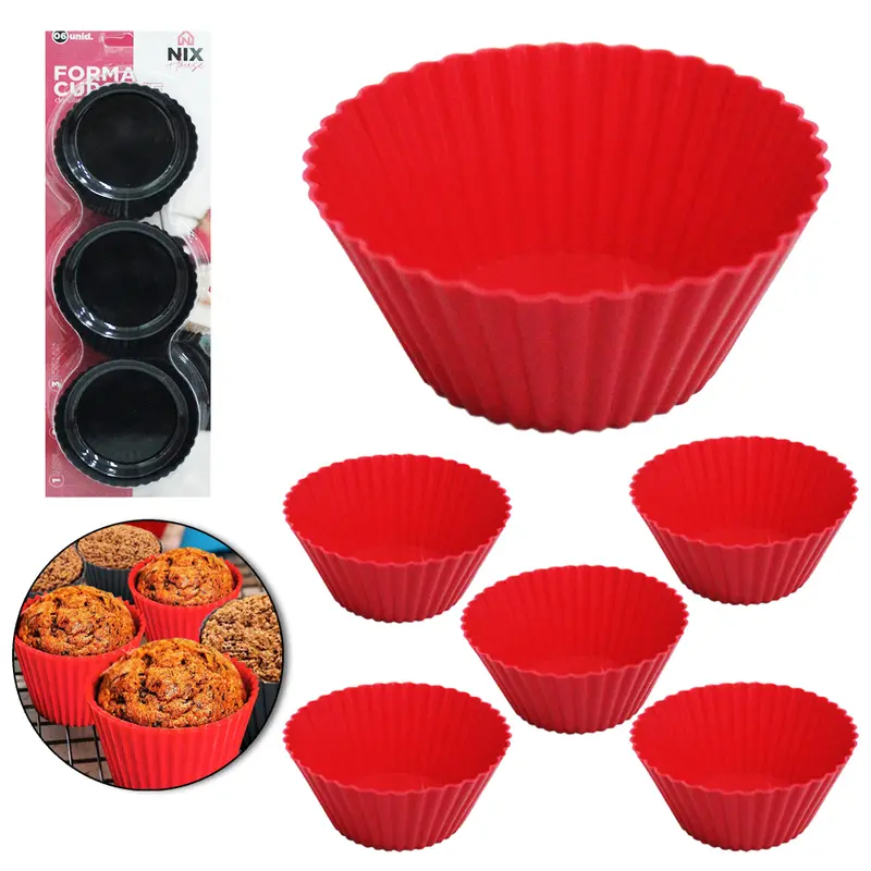 FORMA DE SILICONE REDONDA PARA CUPCAKE COLORS COM 6 PECAS 3X7CM DE Ø