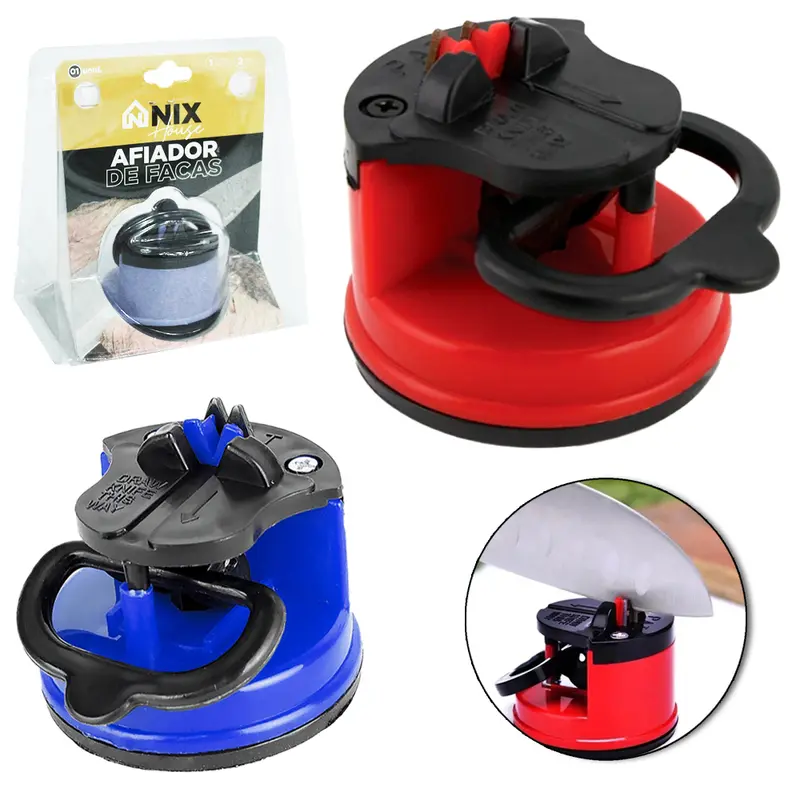 AFIADOR AMOLADOR DE FACA REDONDO COM BASE DE VENTOSA 6X6CM DE Ø