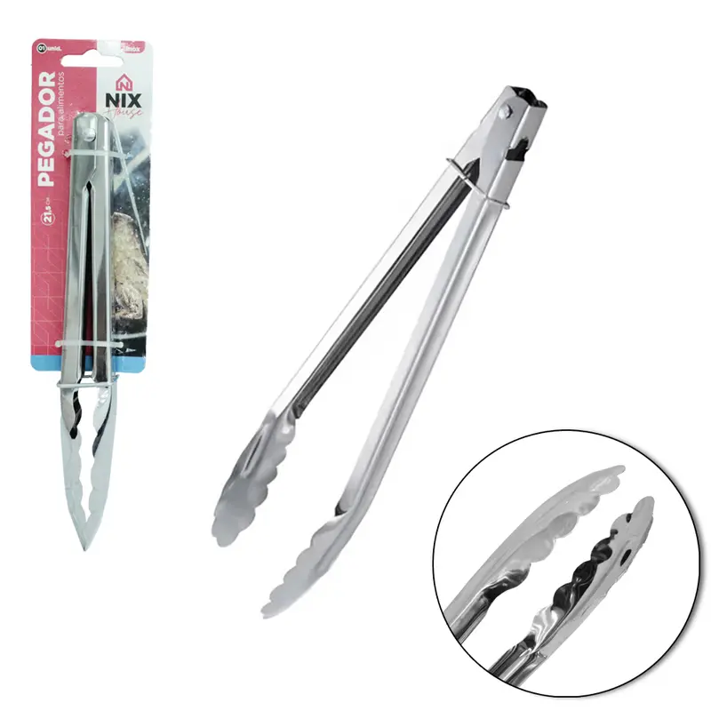 PEGADOR DE SALADA DE INOX COM MOLA E TRAVA 21,5CM