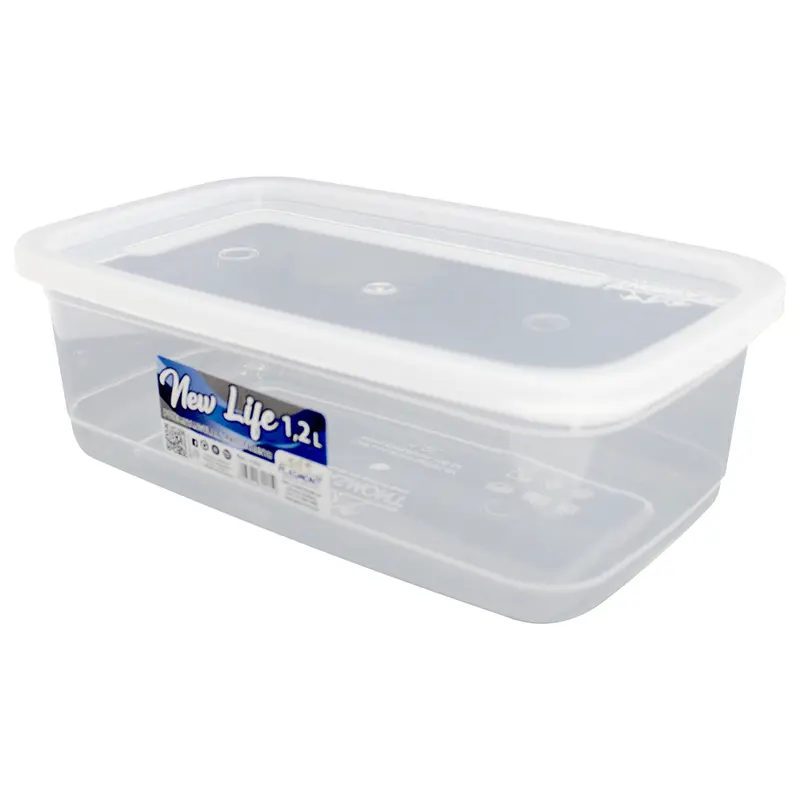 POTE DE PLASTICO RETANGULAR PRATICITA TRANSPARENTE COM TAMPA 1,2L