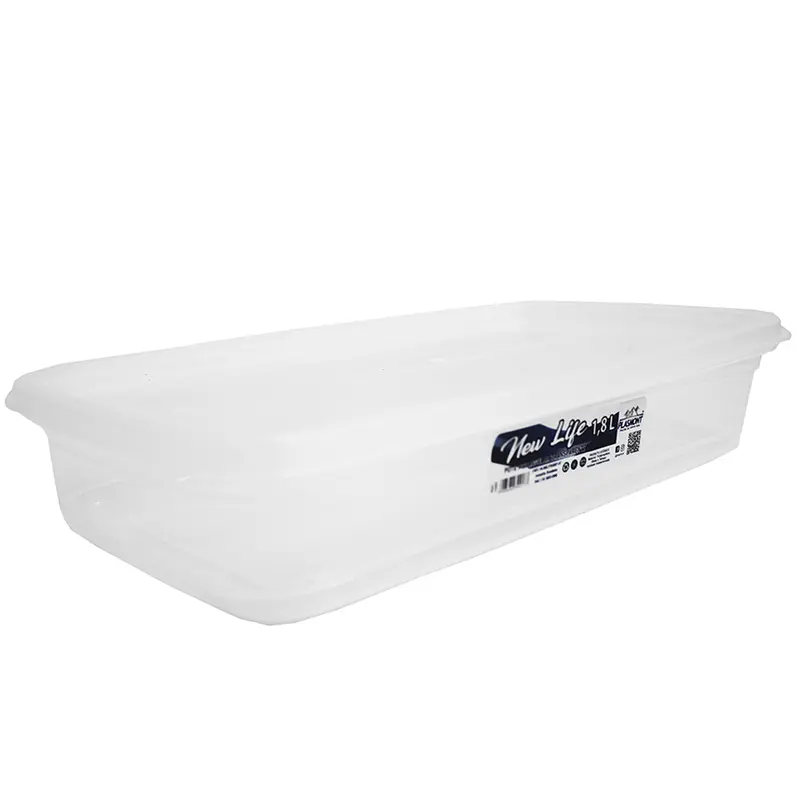 POTE DE PLASTICO RETANGULAR PRATICITA TRANSPARENTE COM TAMPA 1,8L