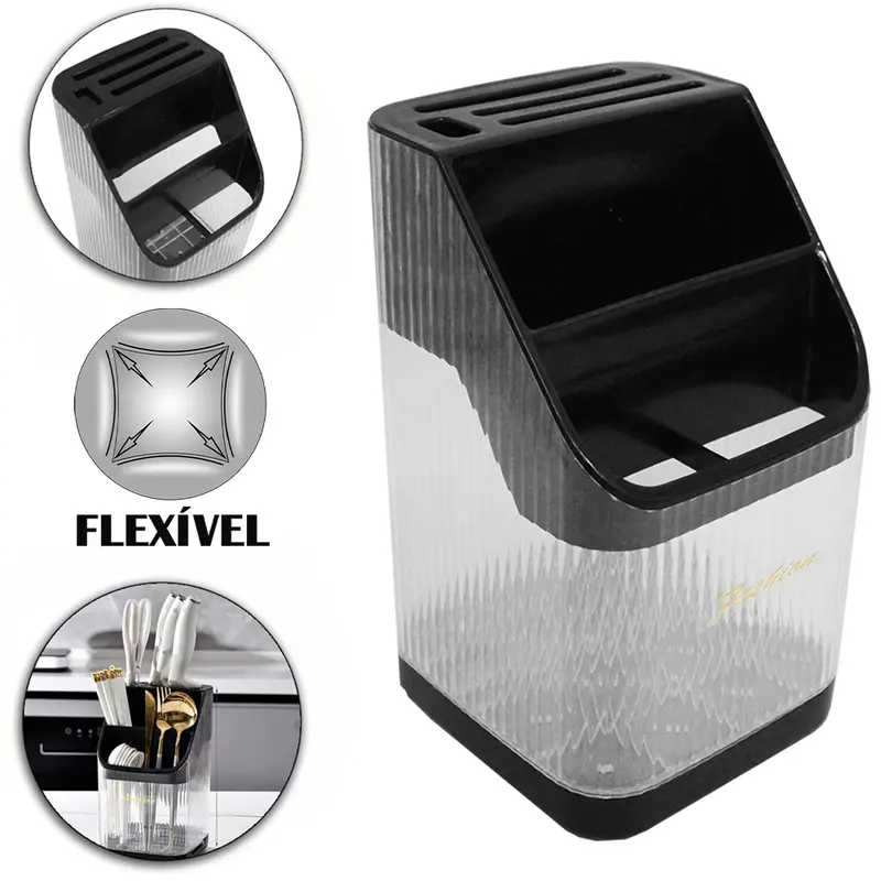 PORTA TALHER / ESCORREDOR DE TALHER DE PLASTICO PET FLEXIVEL RETANGULAR 23,8X14X13,8CM