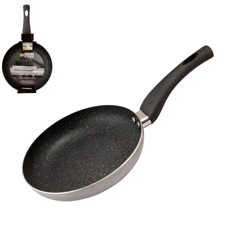 FRIGIDEIRA REVESTIDA CERAMICA ANTIADERENTE CINZA CABO EMBORRACHADO 22CM DE Ø 1,2L