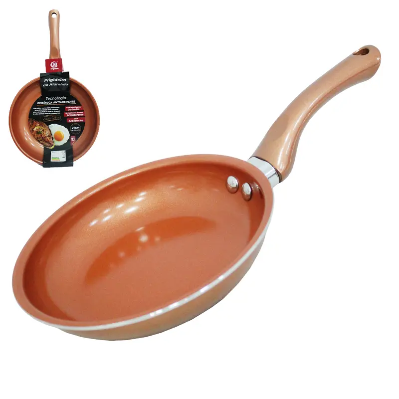 FRIGIDEIRA REVESTIDA CERAMICA ANTIADERENTE COBRE CABO ANTITERMICO 21CM DE Ø