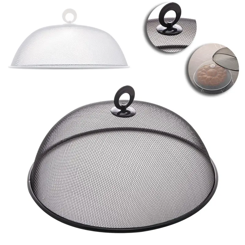 TAMPA / TELA PROTETORA DE METAL PARA ALIMENTOS COM ALCA DE PLASTICO 11X30CM DE Ø