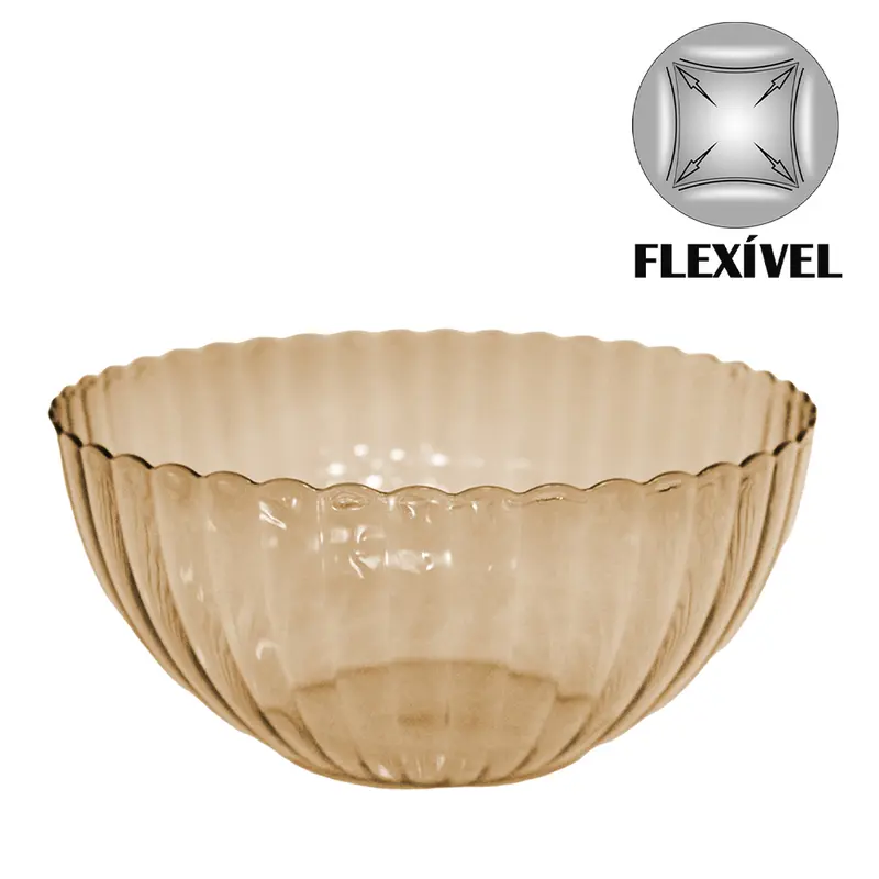 TIGELA SALADEIRA / FRUTEIRA REDONDA DE PLASTICO PET FLEXIVEL AMBAR 9X22,5CM DE Ø
