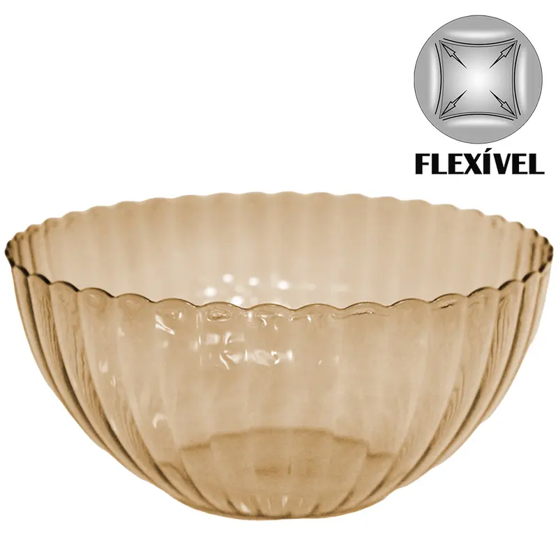 TIGELA SALADEIRA / FRUTEIRA REDONDA DE PLASTICO PET FLEXIVEL AMBAR 10X26CM DE Ø