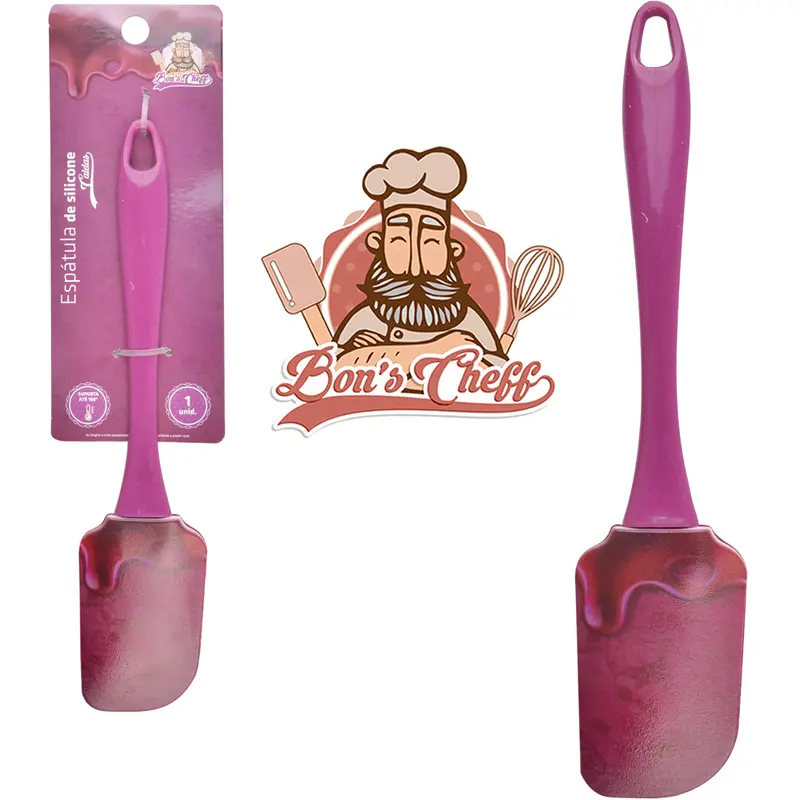 ESPATULA DE PAO DURO DE SILICONE CALDAS AMORA CABO ACRILICO BONS CHEFF 24X5CM
