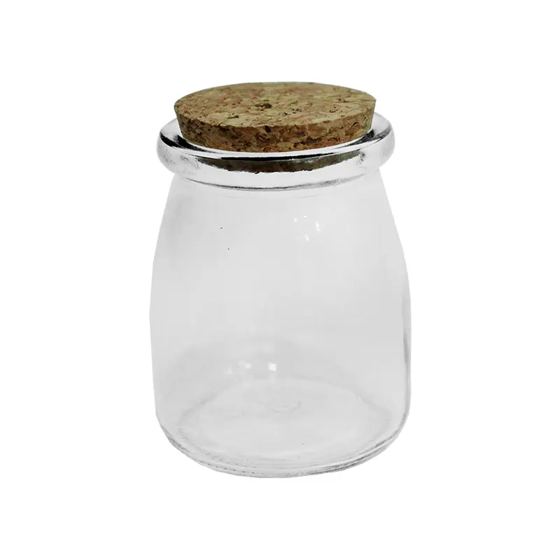 POTE PORTA CONDIMENTO DE VIDRO REDONDO COM TAMPA CORTICA 180ML