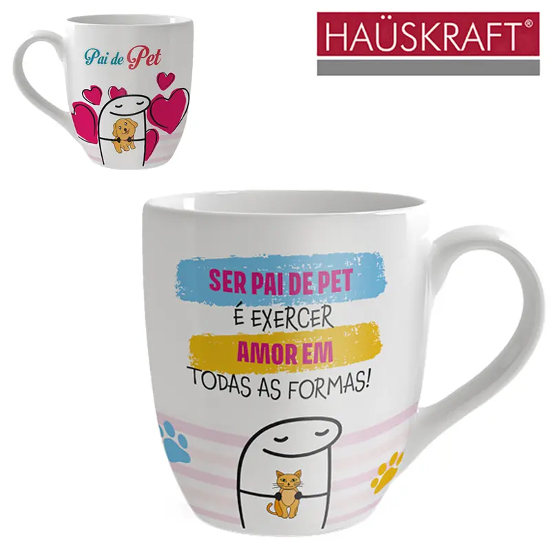 CANECA DE PORCELANA MEME PAI DE PET HAUSKRAFT 300ML