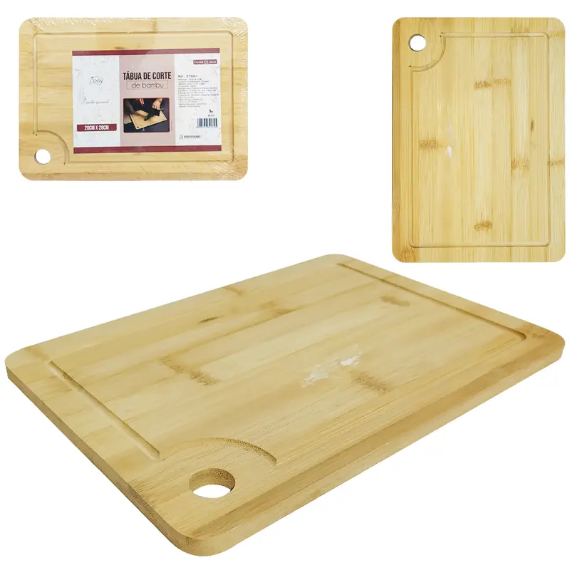 TABUA DE CORTE DE MADEIRA / BAMBU MULTIUSO RETANGULAR 28X20CM