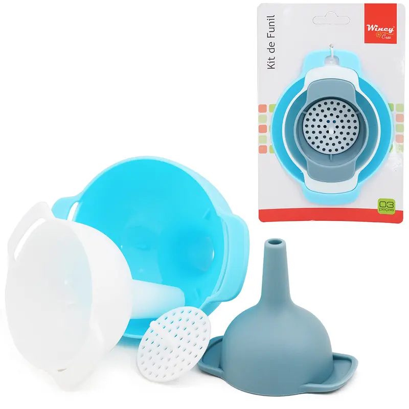 FUNIL DE PLASTICO COLORS COM 3 PECAS NA CARTELA