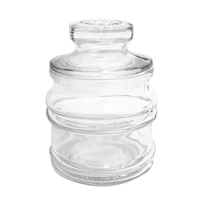 POTE DE VIDRO REDONDO COM TAMPA HERMETICA DE VIDRO 150ML